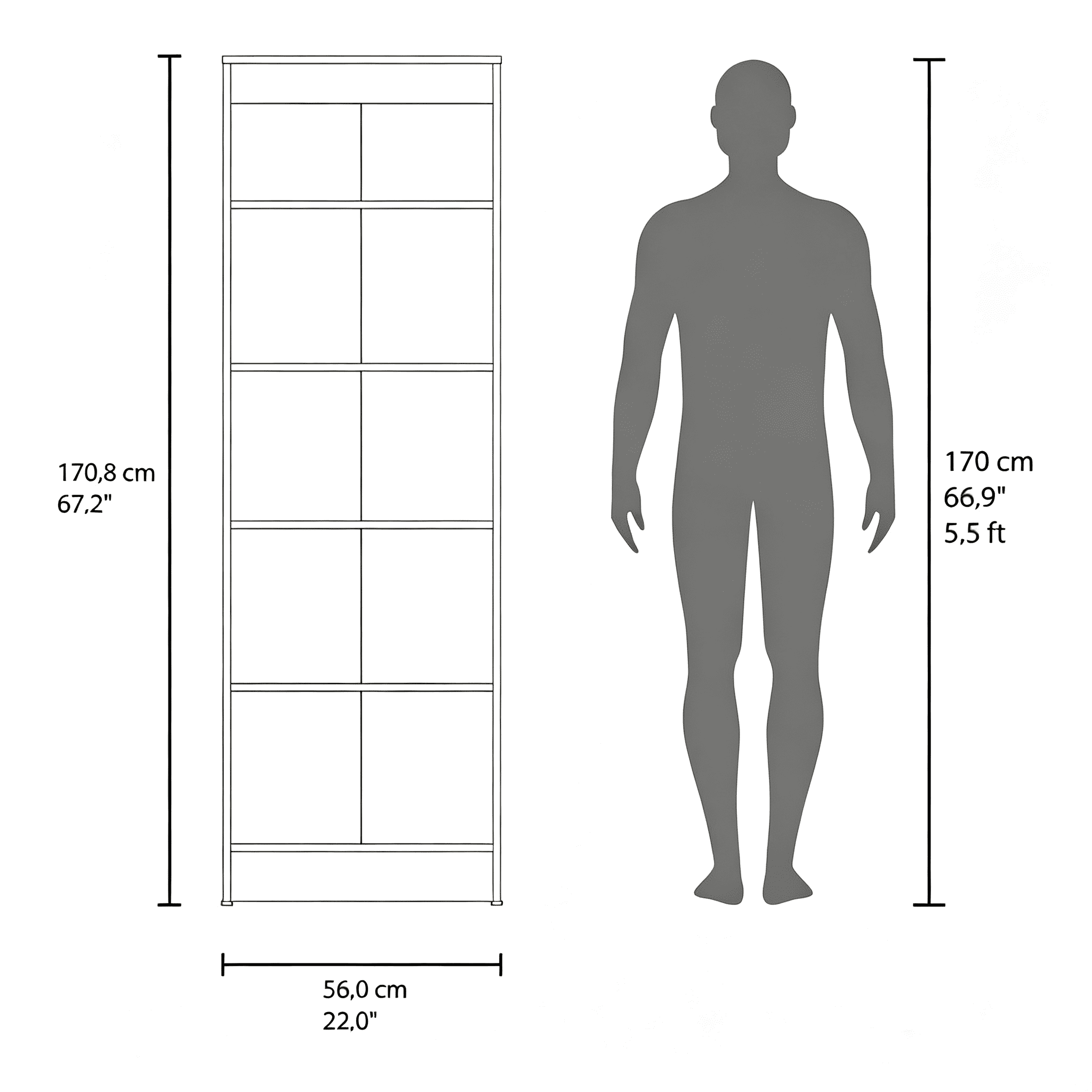 Pantry Cabinet, 5-Shelf Storage Organizer Bookcase for Living Room & Home Office