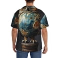 thumbnail image 3 of Pofeuu Owl Globe Sculpture Print Mens Casual Short Sleeve Shirts Beach Summer Spread Collar Pocket Tops Men's Casual Short-sleeved Shirt-4X-Large, 3 of 5