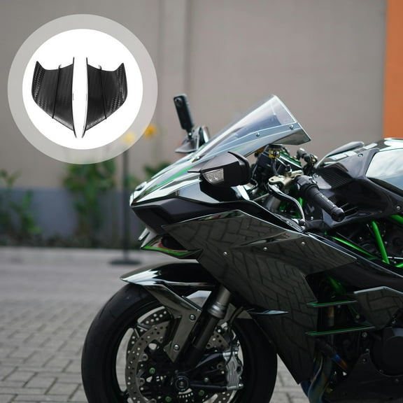 CIMAXIC 1 Pair Black ABS Carbon Fiber Pattern Motorcycle Spoiler Winglets Improved Aerodynamics 6.7x3.9x1.2in