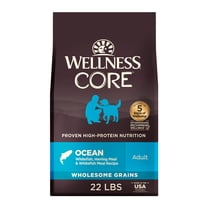 Wellness CORE Dry Dog Food, Wholesome Grains, High Protein, Natural, Ocean Whitefish & Herring Recipe, (22-Pound Bag)