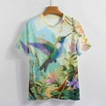 thumbnail image 3 of Flower Hummingbird Women's Short Sleeve T-Shirt Crew Neck Casual Summer Trendy Loose Fit Tops, 3 of 6