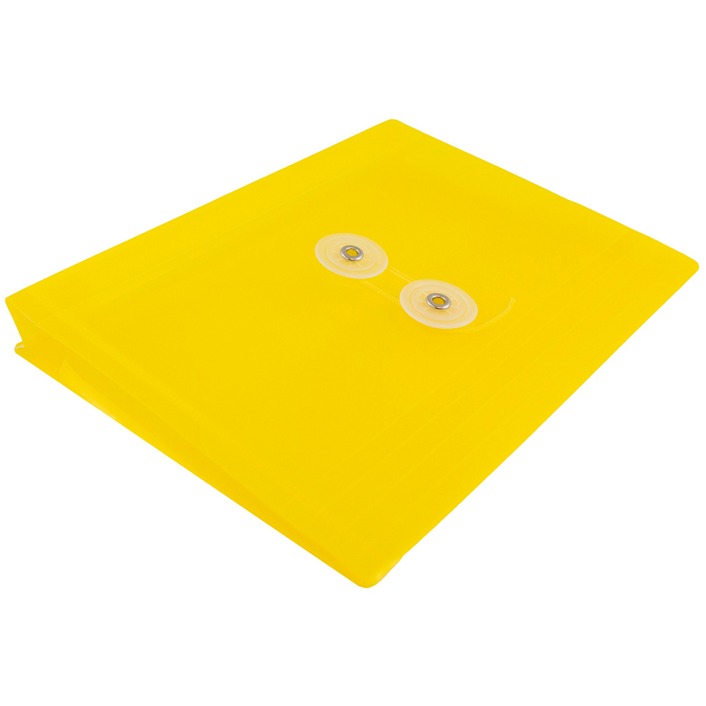 JAM Paper Plastic Envelopes with Button & String Tie Closure, Index Size, 5 1/2 x 7 1/2, Yellow, 3/Pack