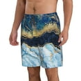 thumbnail image 2 of Kll Blue Marble Gold Foil And Glitter Decor Men'S Casual Summer Beach Shorts Hawaiian Shorts With Pockets-X-Large, 2 of 9