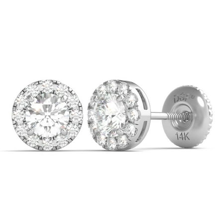 Diamond Studs Forever 14k White Gold Diamond Studs Forever 14k White Gold Halo Earrings Back 1 2 Ctw
