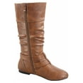 thumbnail image 2 of Sonny-54 Women's Caual Side Zip Buckles Slouch Flat Heel Mid Calf Round Toe Boots ( Tan, 6), 2 of 2