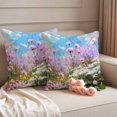 thumbnail image 2 of Spring Flowers Pillow Covers 2 Pack Oil Painting Pink Purple White Lavender Floral Blue Sky Pillowcase Waterproof Outdoor Throw Pillow Cover for Patio Garden Square Cushion 18”x18”, 2 of 9