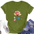 thumbnail image 4 of NAMTYQX Womens Tshirts Cotton Loose Fit Loose Fit Print Plus Size Stretch Cool Fashion Graphic Crewneck Short Sleeve Graphic Tees for Women Trendy Army Green Size M, 4 of 5