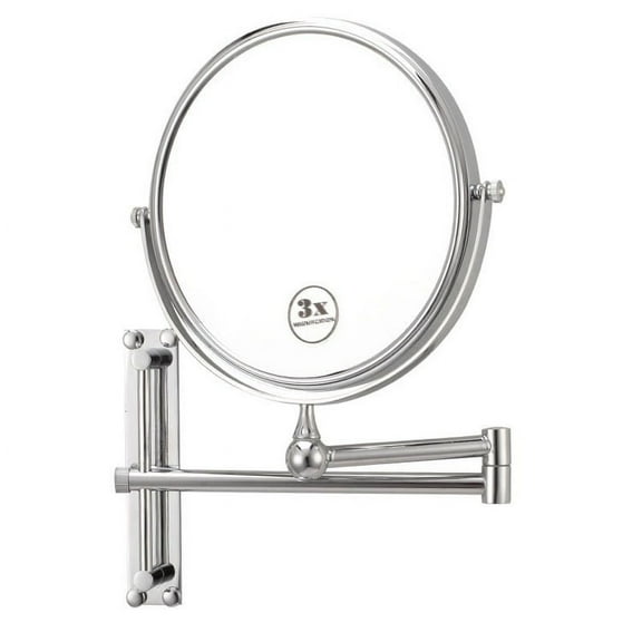 Nameeks Ar7708-3X Glimmer 8" Diameter Modern Circular Framed Bathroom Wall Mirror - Chrome