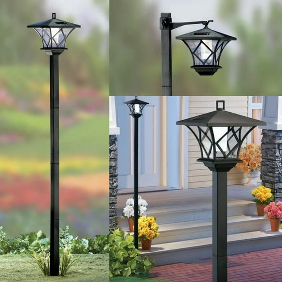 LNGOOR Summer Saving Solar Outdoor Post Lights With 2 Solar Panels Water Proof 2 In 1 Light Design Decorative Pole Lights Outdoor With Auto Working