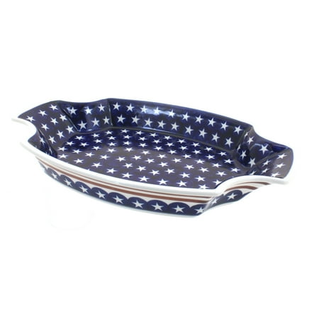 

Blue Rose Polish Pottery Stars & Stripes Large Serving Tray