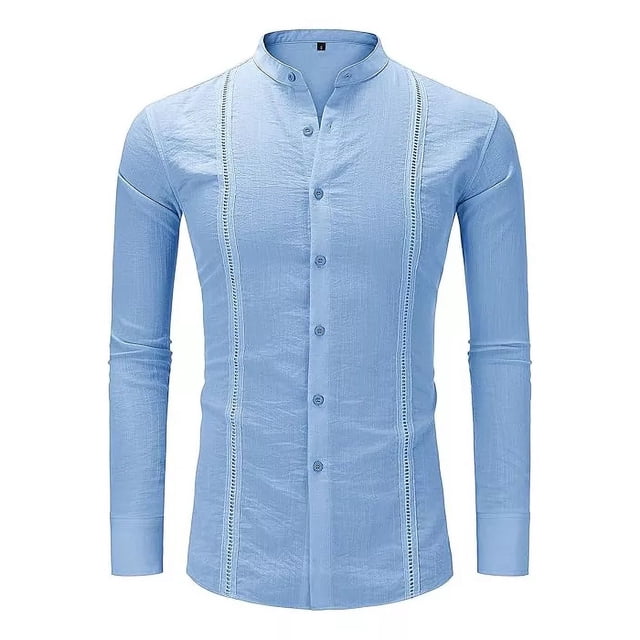 Camisas Casual Guayabera Cubana Para Hombre Manga Larga