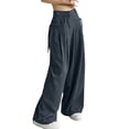 thumbnail image 1 of Gibobby pantalones para nieve mujer Pantalones de traje de mujer Pantalones drapeados Pantalones casuales Pantalones de pierna recta Pantalones de pierna ancha para trapear el piso (Gris, S), 1 of 5
