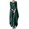 thumbnail image 1 of Bellella Robe Maxi pour Femmes avec Poches, Robe d'Été à Manches Longues, Tunique, Aguichant, Couleur Unie, Plage, Vert Noirâtre, 4TG, 1 of 2