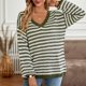 thumbnail image 4 of Suéter Suéter clásico a rayas Estilo casual Mujer Traje de vacaciones simple (Verde M) Ygjytge Verde T M para Mujer, 4 of 7