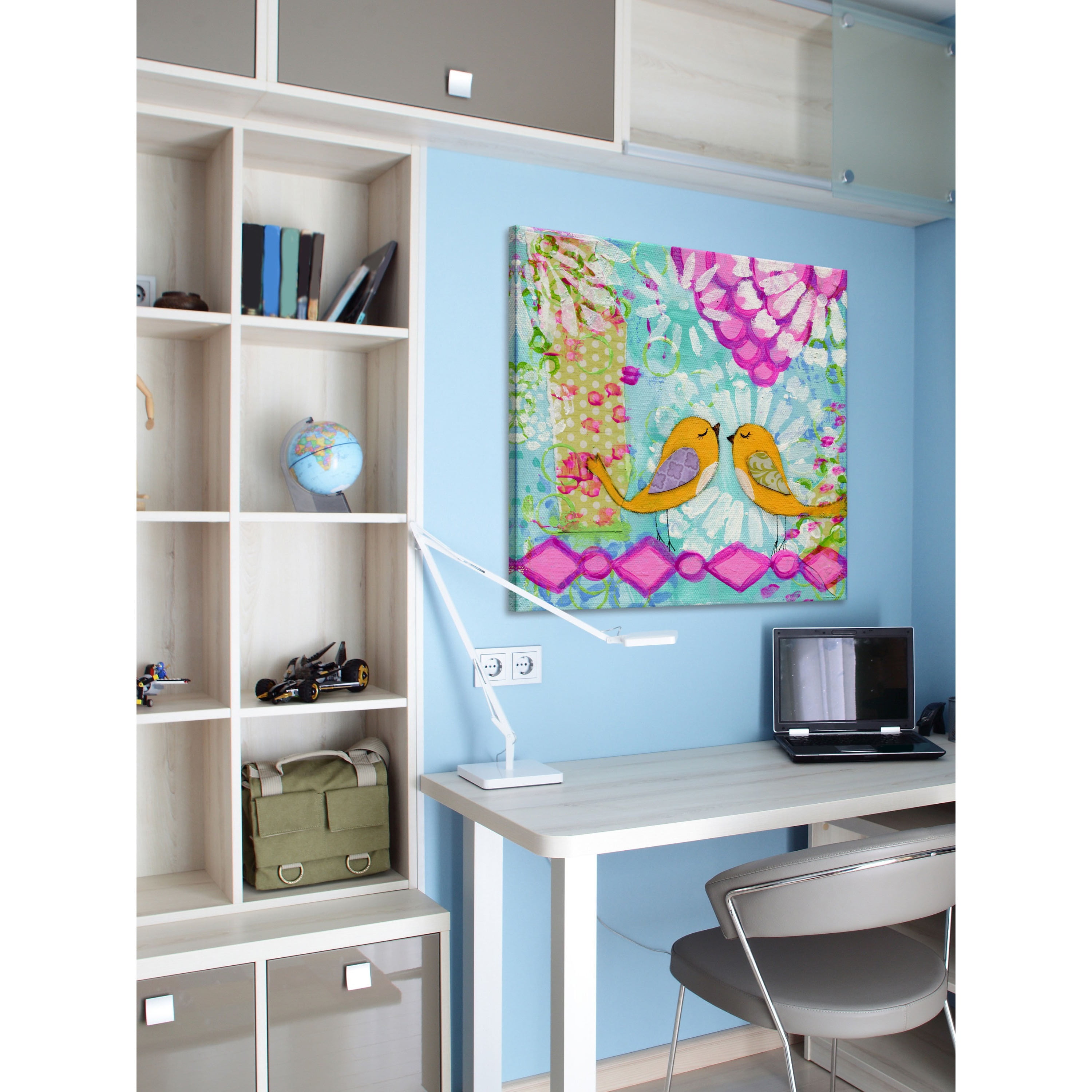 Marmont Hill "Two Orange Birds" by Jill Lambert Painting Print on Wrapped Canvas