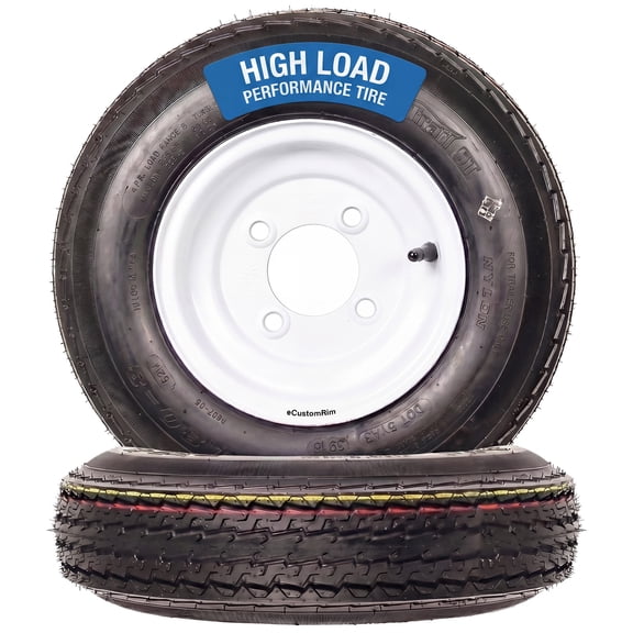 eCustomrim 2-Pack Trailer Tire Rim 4.80-8 480-8 Load C 8 Inch 4 Lug White Wheel