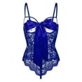 thumbnail image 5 of Gibobby Conjunto ropa interior mujer Body de Camisola Sexy con Cordones y Espalda Abierta con Panel de Malla para Mujer Lencería Sexy de San Valentín Body Encaje(Azul, M), 5 of 5