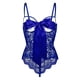 thumbnail image 5 of Gibobby Conjuntos de bragas de encaje Body de Camisola Sexy con Cordones y Espalda Abierta con Panel de Malla para Mujer Lencería Sexy de San Valentín Body Encaje(Azul, CH), 5 of 5