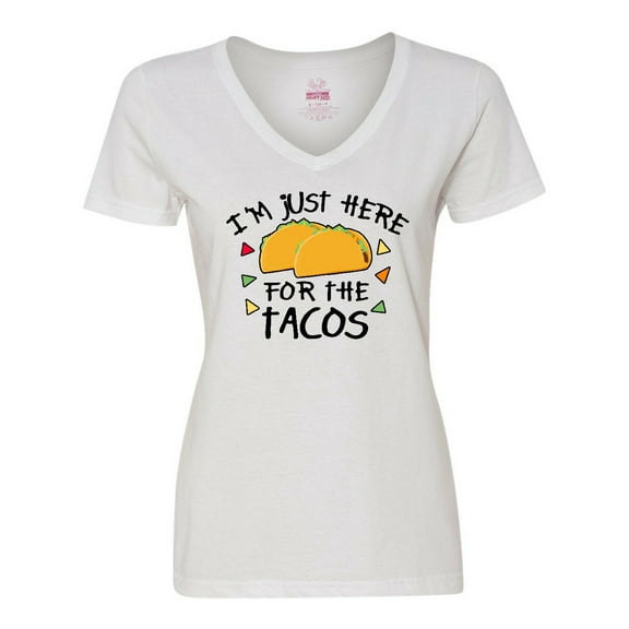Inktastic I'm Just Here for the Tacos Cinco De Mayo Women's V-Neck T-Shirt