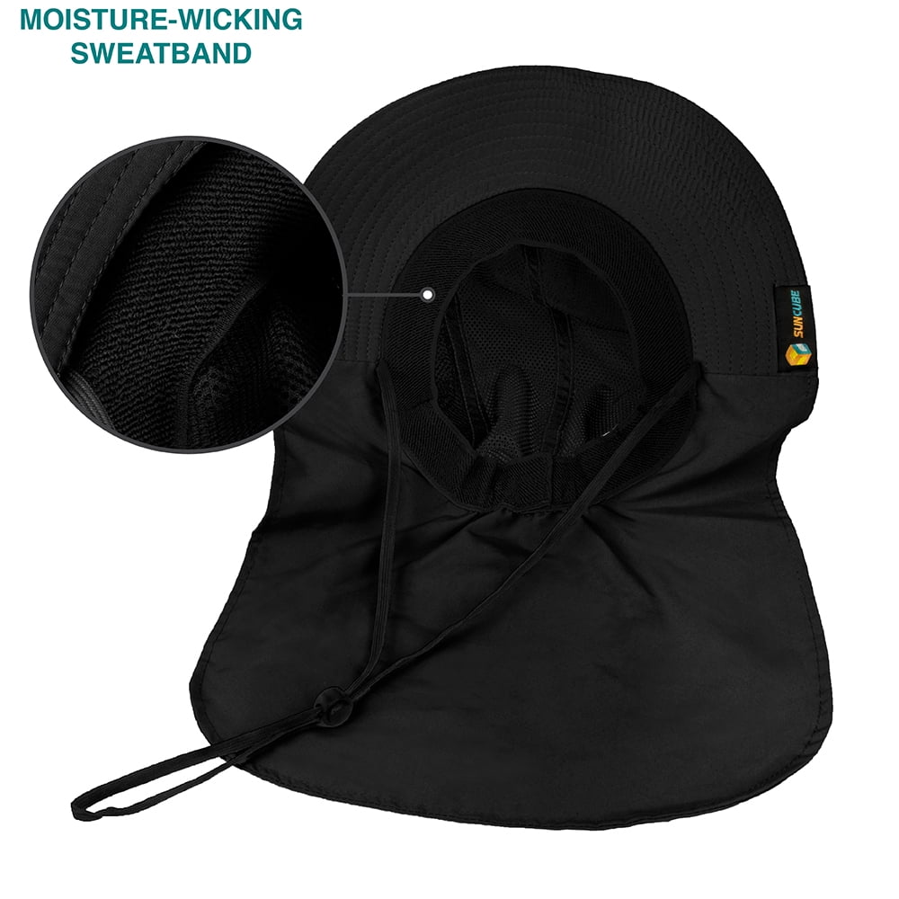 SUN CUBE Sun Cap Fishing Hat with Neck Face Cover Flap Sun Protection Cap with Flap for Hiking Safari Men Women UPF50+ 