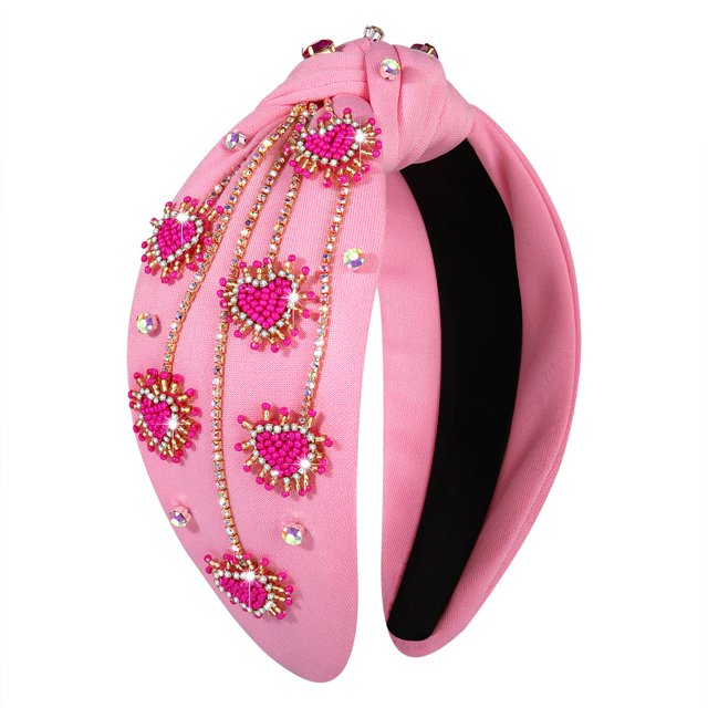 Moloch Diadema De San Valentín Para Mujer Diademas De Corazón Con Cuentas De Diamantes De Imitación Diadema De Terciopelo Ancha Anudada Con Cristales Diadema De Moda Accesorios Para El Cabello Para El