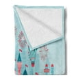 thumbnail image 2 of Ferris Wheel Soft Flannel Fleece Blanket, Childish Amusement Park Cartoon with Castle Circus Tent Balloon Ride, Cozy Plush for Indoor and Outdoor Use, 50" x 70", Pale Blue Multicolor, by Ambesonne, 2 of 5