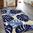 thumbnail image 3 of Blue Palm Leaves Large Area Rugs for Bedroom Living Room, Soft Non Slip Carpet Bedside Rug, Farmhouse Summer Beige Tropical Plants Rectangle Floor Cover Kitchen Accent Rug 2.7'x5' for Office, 3 of 9