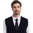 thumbnail image 2 of Kallspin Men's Vest Sweater Wool Blended V Neck Sleeveless Button Cardigan Sweater(Black,X-Large,Tall), 2 of 9