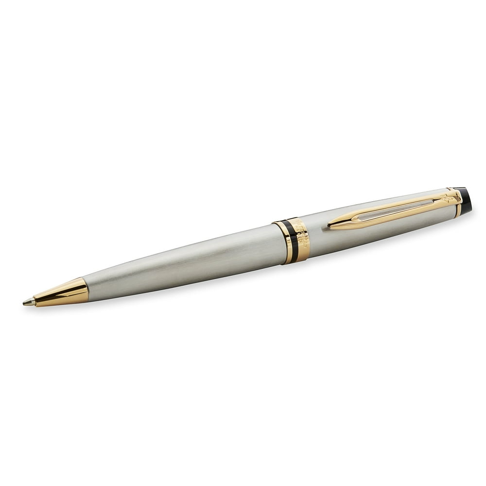 Waterman Expert Ballpoint Pen, Stainless Steel with Gold Trim, Blue Ink