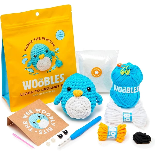 Kit de crochet Woobles para principiantes: Kit fácil de tejer y tejer con animales, como se vio en Shark Tank - Pierre The Penguin