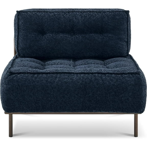 MCombo Modular Sofa Couch with Removable Cushion, 1 Seater Accent Armless Sofa Chair, Upholstered Middle Seat for Living Room, Apartment, Office 4644 (Blue)