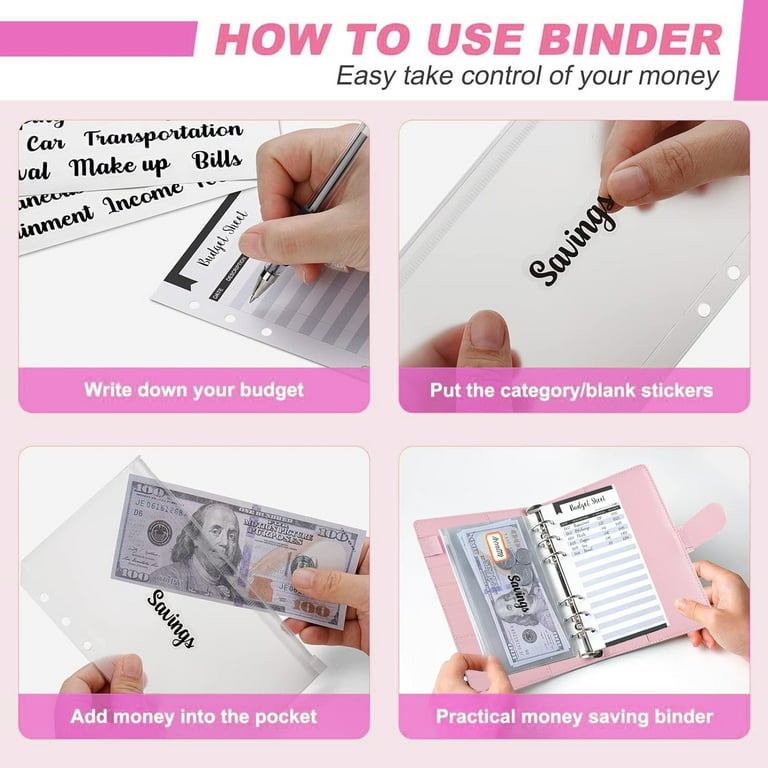 Budget Planner, A6 Budget Binder, Infankey 6 Löcher PU Leder Ringbuch