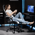 thumbnail image 2 of WENTUM  Ergonomic Reclining Gaming Chair with Linkage Armrests & Footrest, Racing Office Chair, PU Leather Computer Desk Chair, White, 2 of 8