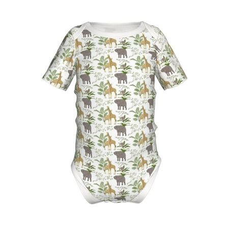 

Adobk Jungle Animal Print Baby Climbing Clothes Jumpsuit Rompers Classic Rompers Child Short sleeve Bodysuits-12 Months