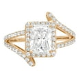thumbnail image 4 of 2.1 ct Emerald Cut Genuine Cultured Diamond VS1-VS2 J-K 18K Yellow Gold Halo Promise Wedding Statement Engagement Designer Ring size 8, 4 of 6