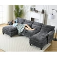 thumbnail image 5 of JONPONY 109.45"U Shaped Couch, 4 Seat Sectional with 4 Throw Pillows, Convertible Upholstery Symmetrical Sofá,High Dense Memory Foam with Double Chaise Lounge &Memory Foam for Living Room, Black Grey, 5 of 12