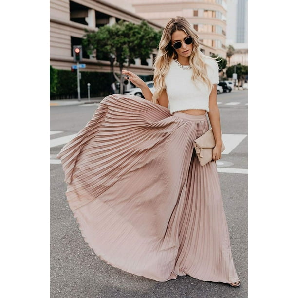 Pink chiffon cheap maxi skirt