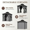 thumbnail image 3 of JolyDale 8' x 8' Outdoor Hardtop Gazebo, Galvanized Double Roof Canopy Gazebo,Aluminum Frame Permanent Pavilion with Mosquito Net and Privacy Curtain for Garden, Patio, Gray, 3 of 8