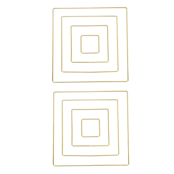 Uxcell 2-Juego Anillos Atrapa Sueños, 4 Tamaños Anillo Floral de Forma Cuadrada de Metal para Manualidades DIY Dorado