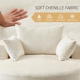 thumbnail image 4 of FFH 55" Oversized Round Chaise Lounge, Cloud Lazy Sofa Chair with Cylindrical Backrest Pillow, Chenille White, 4 of 11