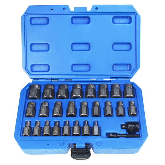 Double Head Extractor Set for Damaged Bolts, 27-Piece
