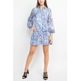 thumbnail image 2 of Laundry Collared Neck Bishop Long Sleeves Cuffed Wrists Button Front Ruffle Trim Shirt Dress-PURPLE MULTI / 18, 2 of 4