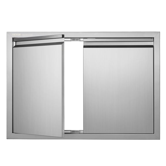 VEVOR BBQ Access Door, 30W x 21H Inch Double Outdoor Kitchen Door, Stainless Steel Flush Mount Door, Wall Vertical Door with Recessed Handles , for BBQ Island, Grilling Station, Outside Cabinet