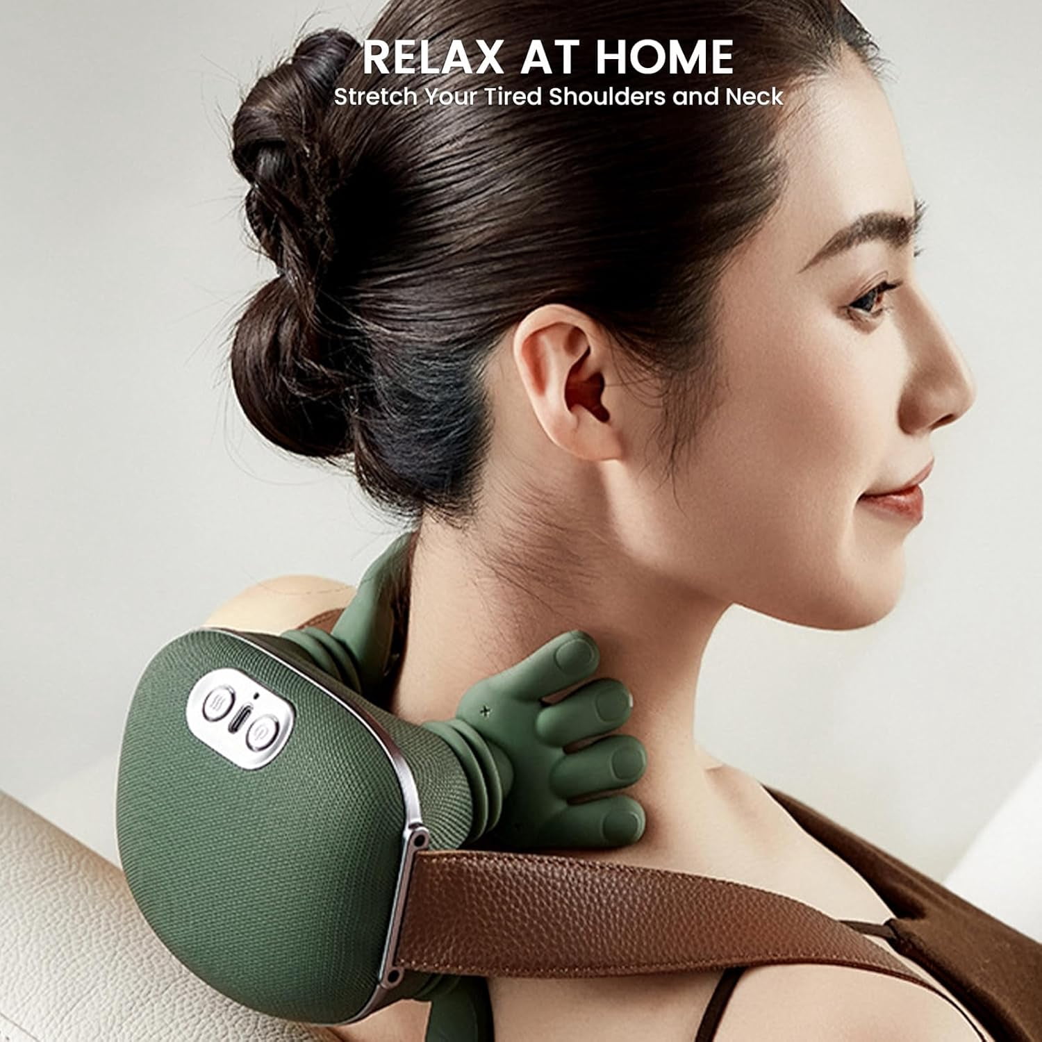 The Bionic 3D Neck & Shoulder Massager, Shiatsu Deep Tissue Massager for Pain Relief, Cordless Electric Shoulder & Back Massager, Green