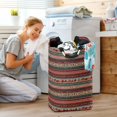 thumbnail image 5 of Yayeee Freestanding Laundry Hamper with Handle Collapsible Large Storage Basket for Clothes, Tribal Geometric, 5 of 7
