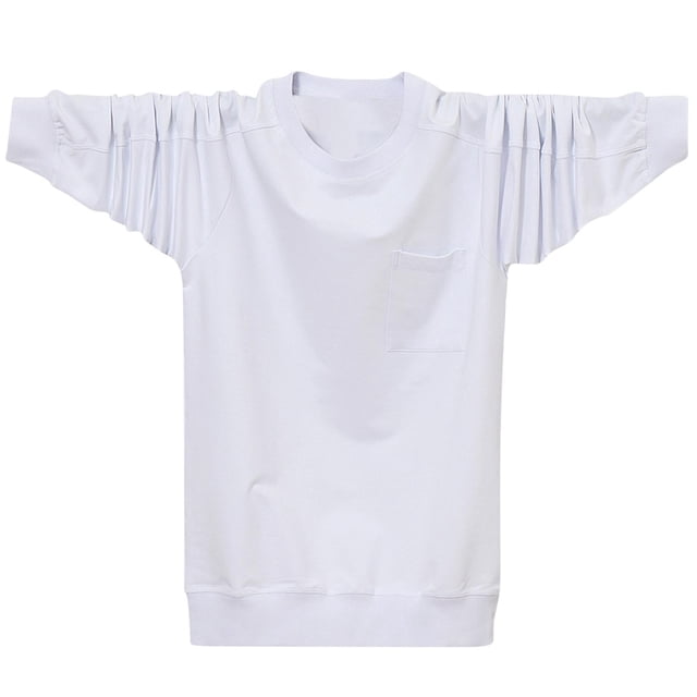 pstuiky camisetas de manga larga para hombre, Camiseta holgada de manga larga y cuello redondo para hombre, talla grande Tops de hombre xxxl