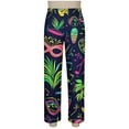 thumbnail image 5 of Yteetum Women's Carnival Pajamas Sets Oversized Lapel Mardi Gras Print Button Long Sleeve Sleepwear T Shirt and Pjs Pant 2 Piece Matching Set Casual Turndown Plus Size Pajama and Pants Loungewear Set, 5 of 9