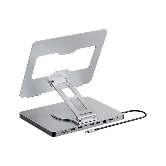 Laptop Stand and Docking Station Featuring 10 Port and 360 Degree Rotation Notebook Holder for Office and Home PD100W