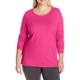 thumbnail image 2 of Just My Size Women`s Long-Sleeve Scoop-Neck Tee, 2X, Sizzling Pink, 2 of 2