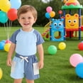 thumbnail image 7 of Toddler Short Sleeve Shirts and Shorts Set Summer Outfit for Boys Girls Casual 2 Piece Outfits Color Block Design, 7 of 7